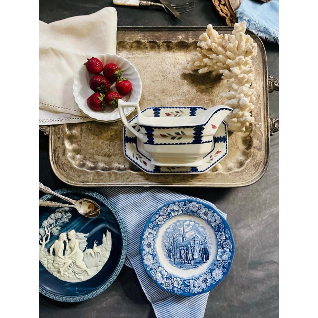 1990s English Ironstone Adams Lancaster Gravy Boat and Plate For Sale - Image 4 of 7
