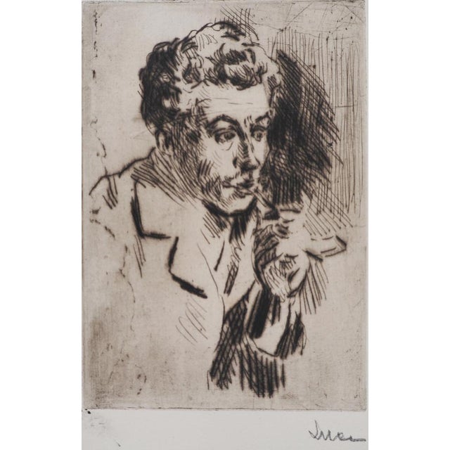Maximilien Luce, Man with a Cigarette (Portrait of Jean Peské), 1895, Original Signed Etching For Sale - Image 3 of 6