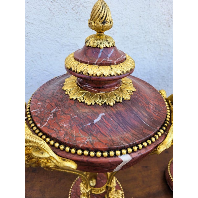 19th Century Cassolettes in Red Marble and Bronze, Set of 2 For Sale - Image 14 of 18