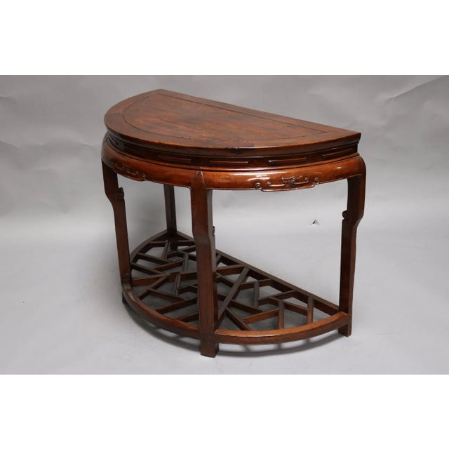 Half of a Elm Wood Demi-lune Table, Jiangsu Province, China, c. 1850