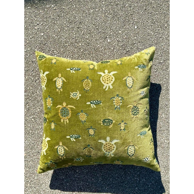 Textile Vintage Boho Velvet Turtle Throw Pillow For Sale - Image 7 of 12