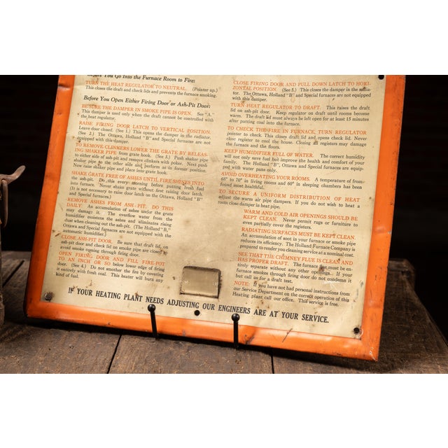 Vintage Holland Furnace Co. Salesman Demonstrator With Instruction Sign For Sale - Image 16 of 16
