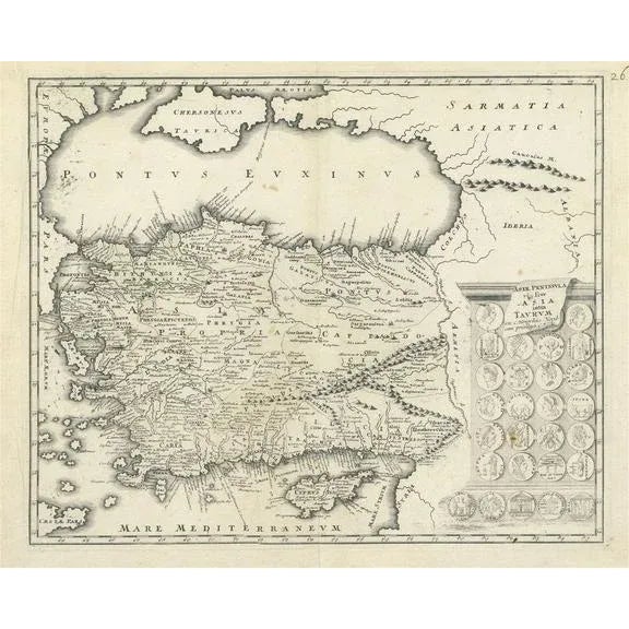 Map of Asia Minor and Cyprus with Medallions by Weigel, 1720 For Sale - Image 11 of 11