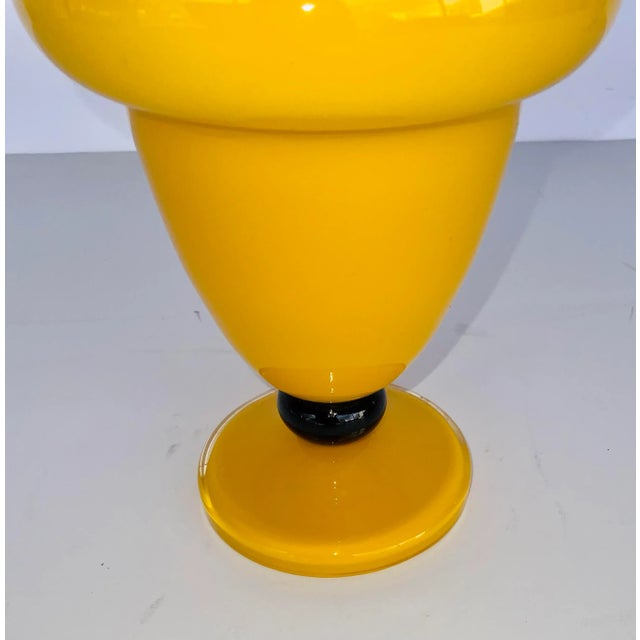 Timeless Vintage Yellow and Applied Black Powolny Czech Art Glass Vase, Circa Early 1900’s