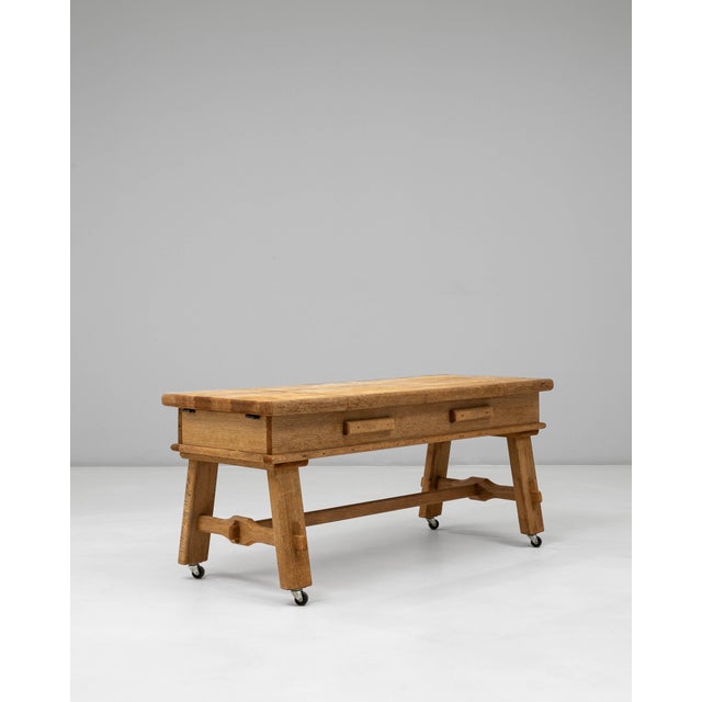 French Provincial Mid 20th Century French Oak Bar Table With Hidden Storage For Sale - Image 3 of 18