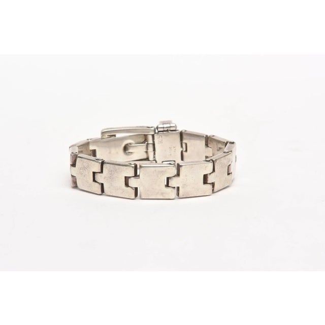 Modern Vintage Sterling Silver Buckle Bracelet For Sale - Image 3 of 10