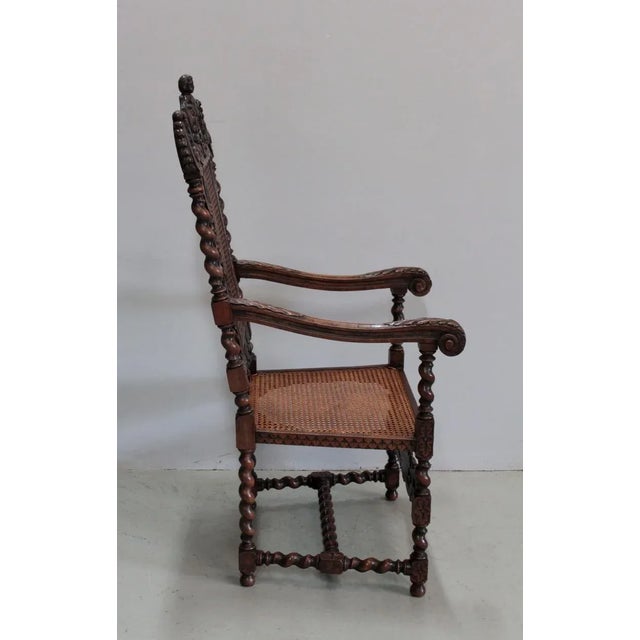Large Vintage Louis XIII Style Beech Armchair For Sale - Image 6 of 14