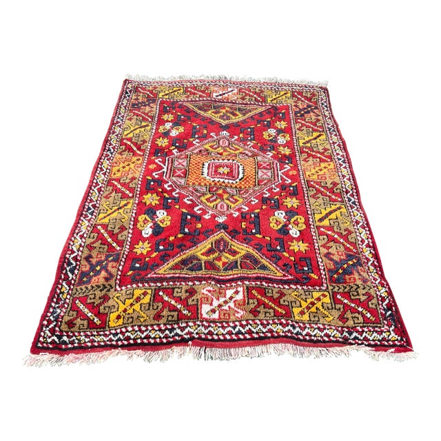 Vintage Red Tribal Handmade Rug For Sale