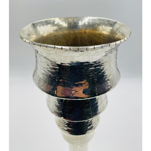 Metal 1980s Rare Emilia Castillo Sculptural Silver-Plated Vase or Candle Holder, Mexican For Sale - Image 7 of 17