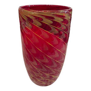Vintage Red and Gold Murano Glass Vase