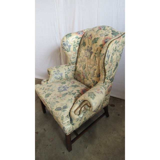 1980s 1980s Sherrill Designer Wing Chair Ottoman For Sale - Image 5 of 9