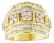 10K Yellow Gold over .925 Sterling Silver 2.0 Cttw Round & Baguette Cut Diamond Multi-Row Channel Set Tapered Cocktail Fashion Ring - Size 8 For Sale