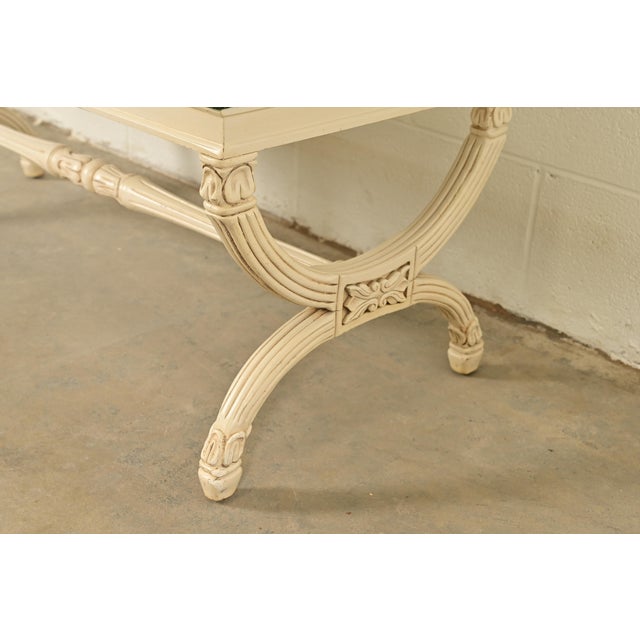 Cream Baker Furniture Style Neoclassical Cream Lacquered Curule Window Bench For Sale - Image 8 of 11