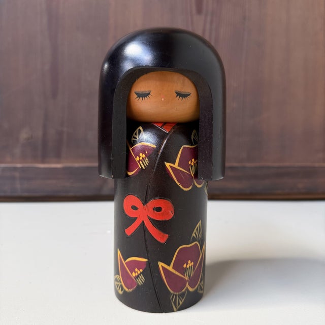 Black Vintage Sōsaku Kokeshi by Miyashita Hajime, 1970s For Sale - Image 8 of 8