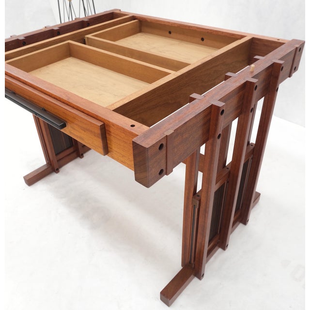 Arts and Crafts Style Solid Teak Partner's Desk, Architectural Studio Made For Sale - Image 17 of 18