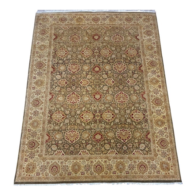 Hand-Knotted Indo-Persian Agra Style Wool Rug For Sale