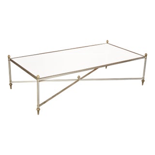 A Steel & Brass Coffee Table by Maison Jansen, France, 1950s For Sale