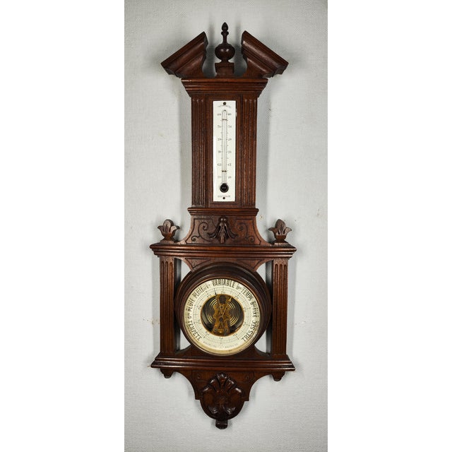 Early 20th Century French Weather Station, Barometer, Thermometer With Open Dial For Sale - Image 12 of 12
