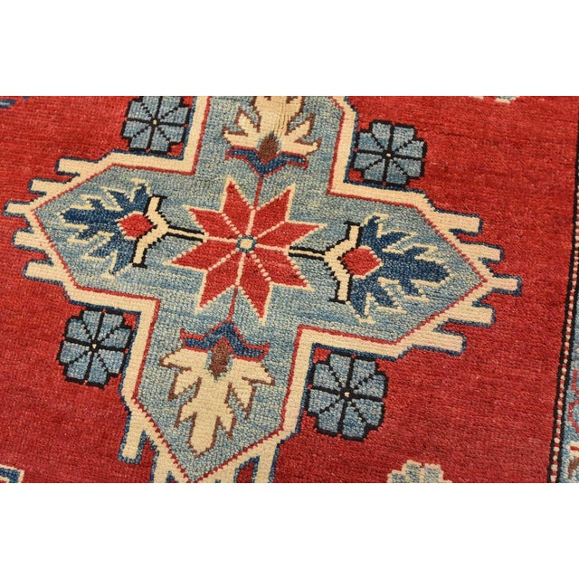 Textile Kazak Rug 8'2'' X 9'8'' Red Wool Geometric Hand-Knotted Oriental Carpet For Sale - Image 7 of 12