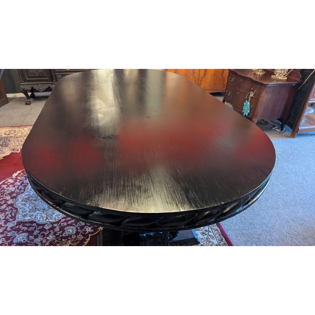 Wood Ebonized Flemish Double Pedestal Table For Sale - Image 7 of 10
