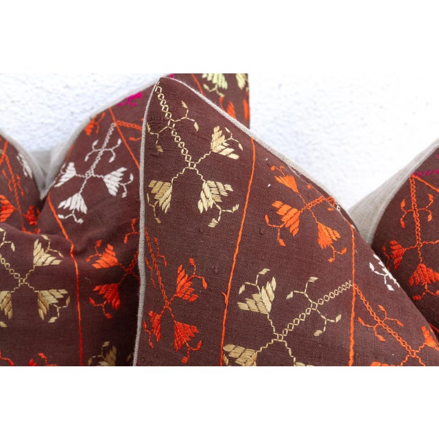 Tribal Eternal Garden, Antique Phulkari Pillow Covers, Set For Sale - Image 3 of 6