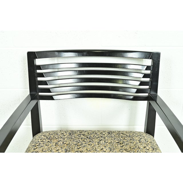 Knoll Postmodern Black Lacquered Ricchio Armchairs, Pair For Sale In South Bend - Image 6 of 15