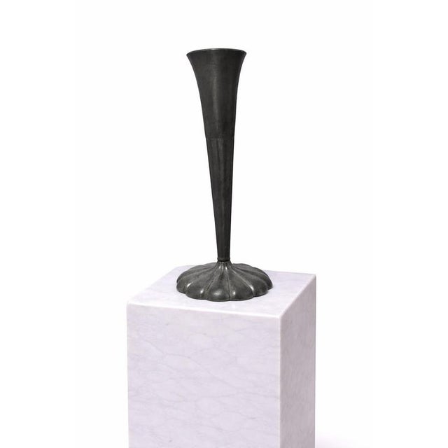 Art Deco Danish Pewter Trumpet Vase attributed to Just Andersen, 1930s For Sale - Image 3 of 6