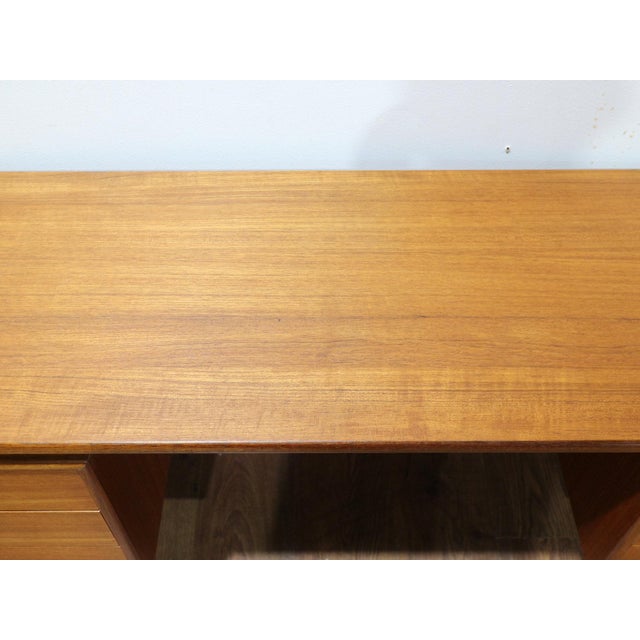 Wood 1960s Mid Century Modern Vintage Teak Vanity Desk Dresser by Bath Cabinets For Sale - Image 7 of 14