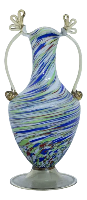 Vintage Colored Murano Glass Vase by Fratelli Toso, 1920s