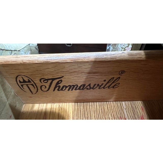 1960’s Thomasville chinoiserie commode, with two drawers and storage cabinet. Asian inspired hardware and drawer pulls,...