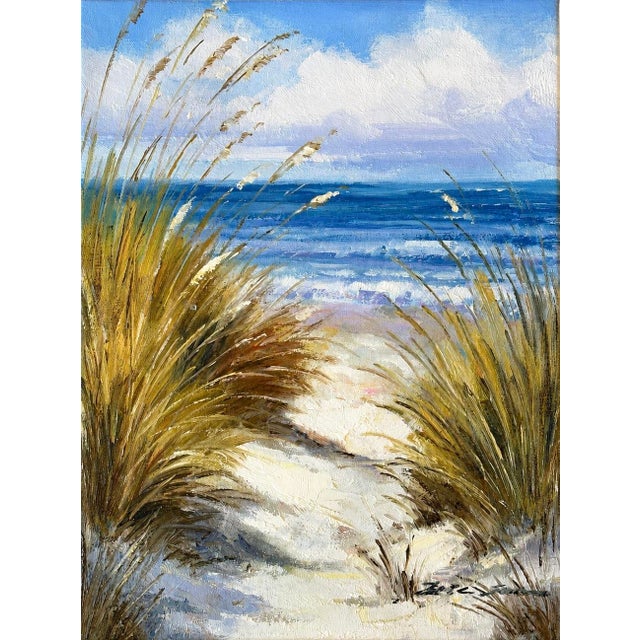 Serene Beach Dune Grasses Scene – Oil Painting on Canvas by Eric Son For Sale