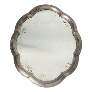 Art Deco Baroque Italian Table Mirror in Pewter, 1930s For Sale