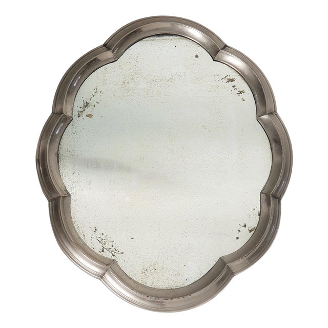 Art Deco Baroque Italian Table Mirror in Pewter, 1930s For Sale