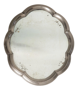 Art Deco Baroque Italian Table Mirror in Pewter, 1930s
