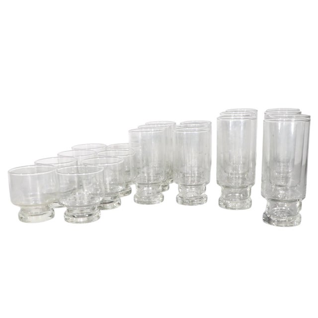 Cool set of vintage drinking glasses, to include 6 tall Water Glasses ( H 6.5" x Dia. 2.75" ) 6 Medium Drinking Glasses (...