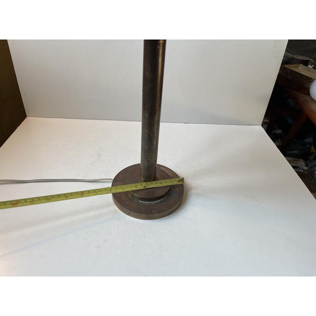 Brown Art Deco Swedish Table Lamp with Wool String Shade, 1940s For Sale - Image 8 of 10