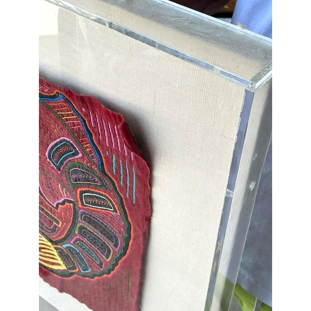 Vintage Lucite Boxed Mola Textile Art - Pair For Sale - Image 17 of 18