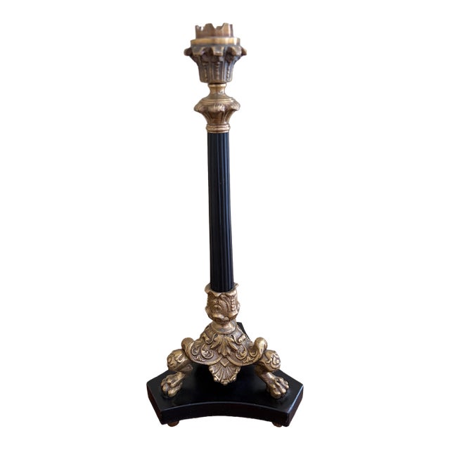 Tall Neoclassical Grand Tour Lion-Paw Taper Candlestick For Sale