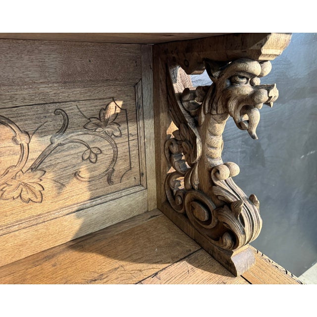 19th Century French Carved Oak Buffet, 1860 For Sale - Image 11 of 17