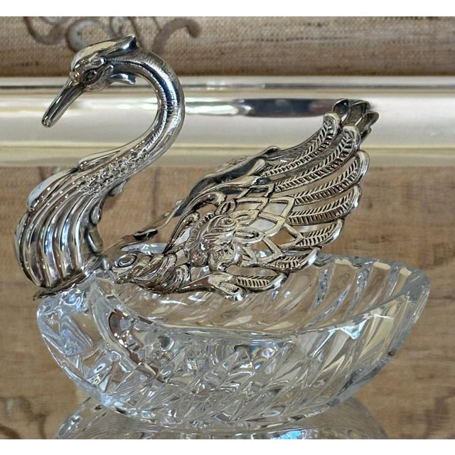 Early 20th Century Fabergé Inspired Sterling Silver & Crystal Swan For Sale - Image 4 of 12