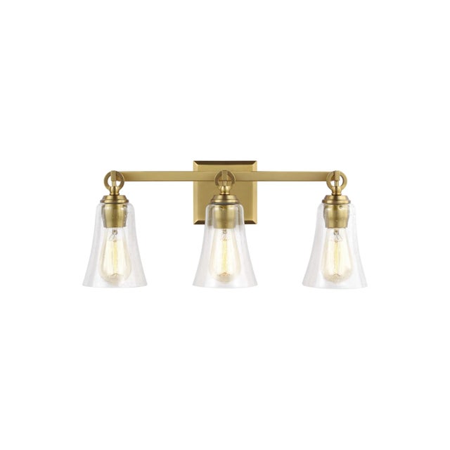 Sean Lavin by Visual Comfort Studio Monterro 3-Light Vanity, Burnished Brass For Sale In Greenville, SC - Image 6 of 6