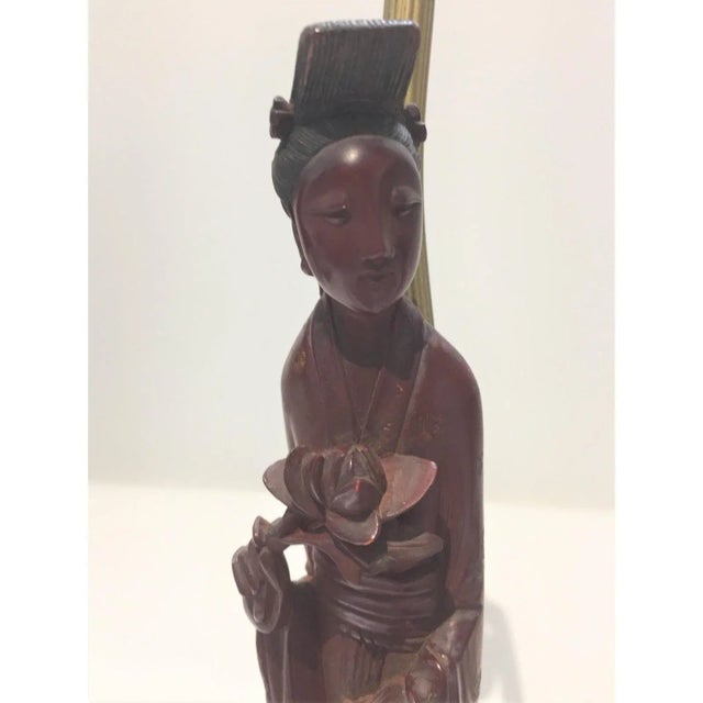 1920s Vanity Table Lamps With Quan Yin Figures - A Pair For Sale - Image 11 of 13