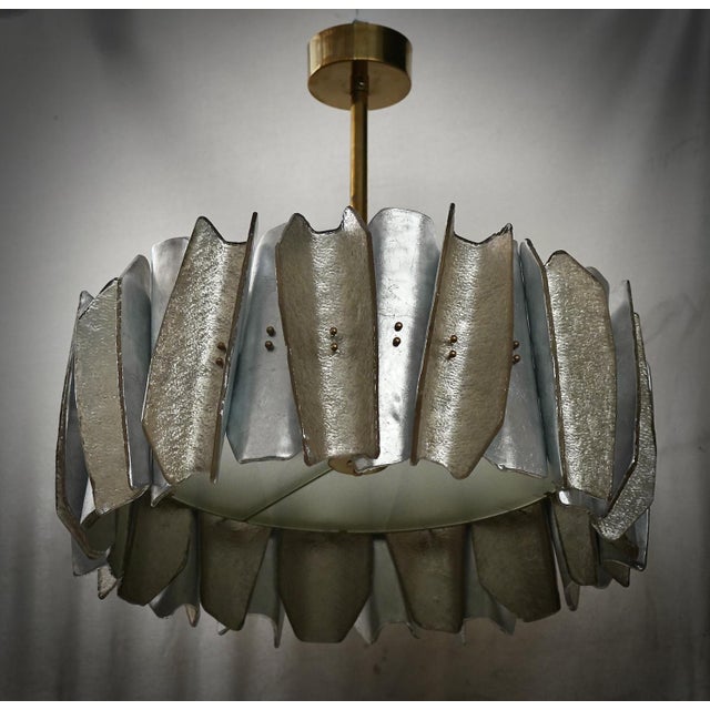 Murano Round Art Glass and Brass Pendant, 2000 For Sale - Image 10 of 11