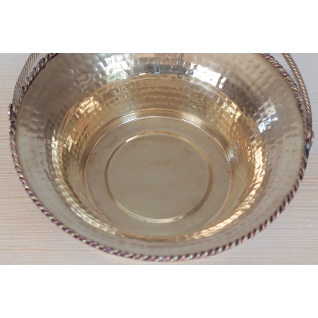 Mid-Century Hammered Brass Basket Bowl With Swing Handle For Sale - Image 13 of 15