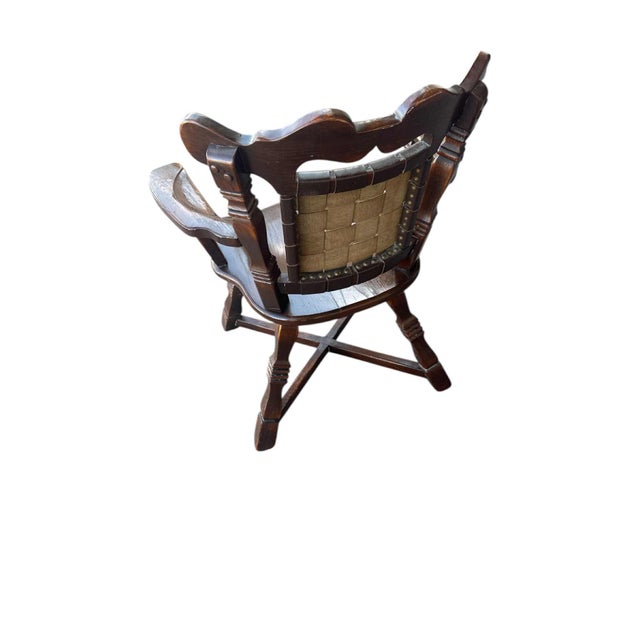 Arts & Crafts 1950s Romweber Viking Oak Dining Chairs - Set of 6 Including 2 Armchairs For Sale - Image 3 of 7