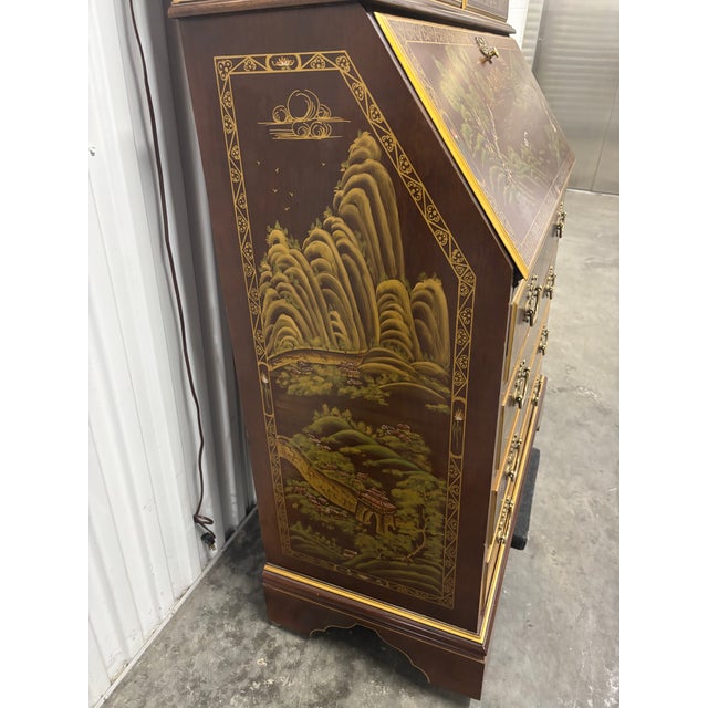 Drexel Heritage Chinoiserie Leather Top Secretary Desk by Jasper Furniture For Sale - Image 4 of 12