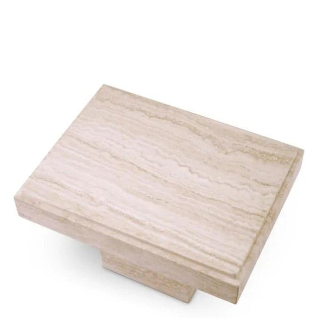 Beige Travertine Coffee Table For Sale - Image 4 of 5
