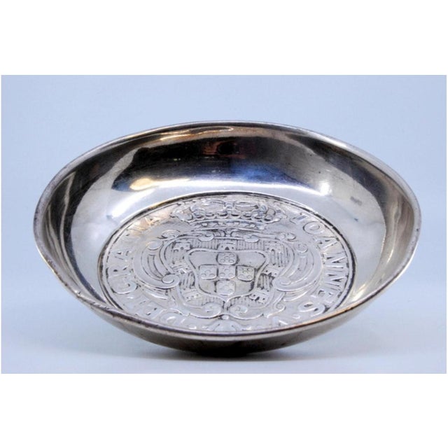 Shell-Shaped Silver Ashtray and Cigarette Holder of D João Coins For Sale - Image 6 of 7