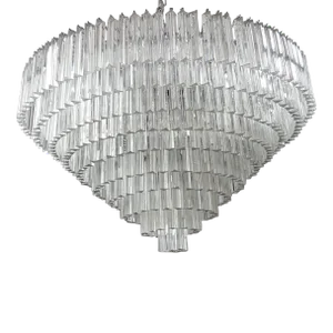 Contemporary Clear Triedro Murano Glass Chandelier in Venini Style