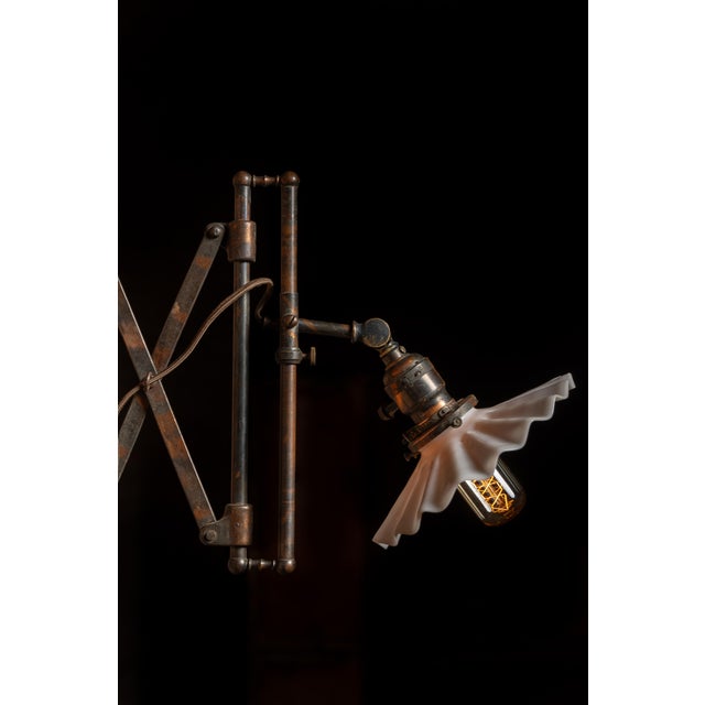 Early 20th Century Japanned Copper Scissor Arm Wall Lamp by F. W. Hardy For Sale - Image 18 of 18